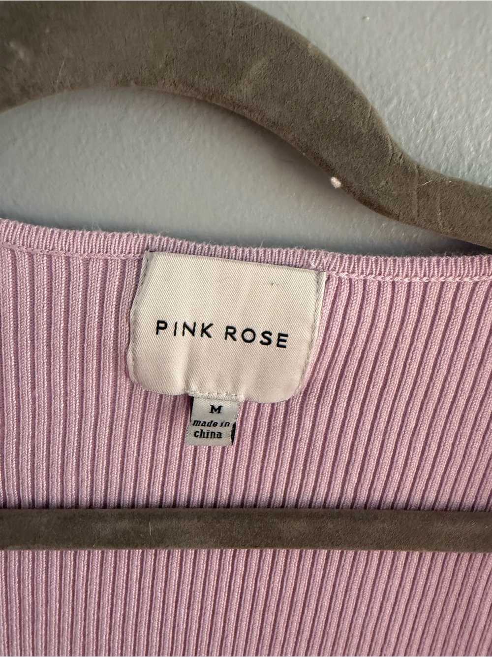 Pink Rose Ribbed Zip-Up Crop Top (thin sweater) in Soft Pink - Picture 2 of 4